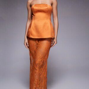 ASOS DESIGN Premium structured satin peplum and skirt